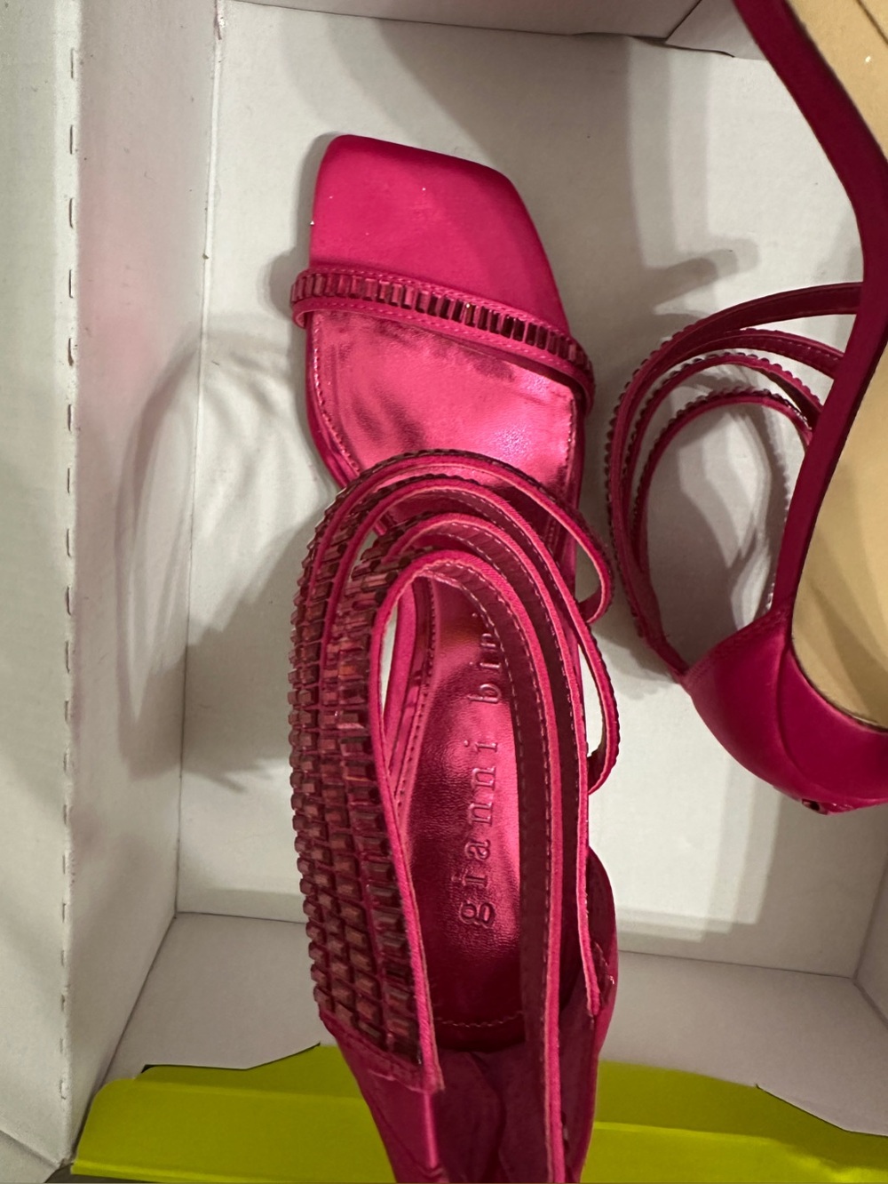 Gianni Bini Hot Pink Satin Strappy Heels